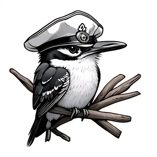 kookaburra wearing a sailors hat tattoo design idea