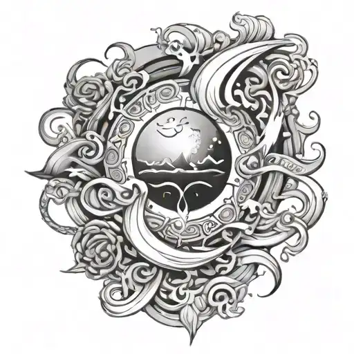 virtuous contract and lunar tear tattoo design idea