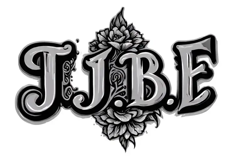 "J . J . B . E" text written tattoo design idea