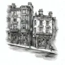 Old London 1800s Street corner tattoo design idea