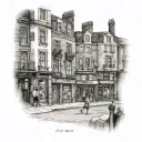 Old London 1800s Street corner tattoo design idea