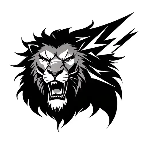 lion with lightning next to the eyes, and make him look mean  tattoo design idea