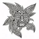 Haida Sun face tattoo design idea