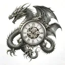 dragon clock surrounded tattoo design idea