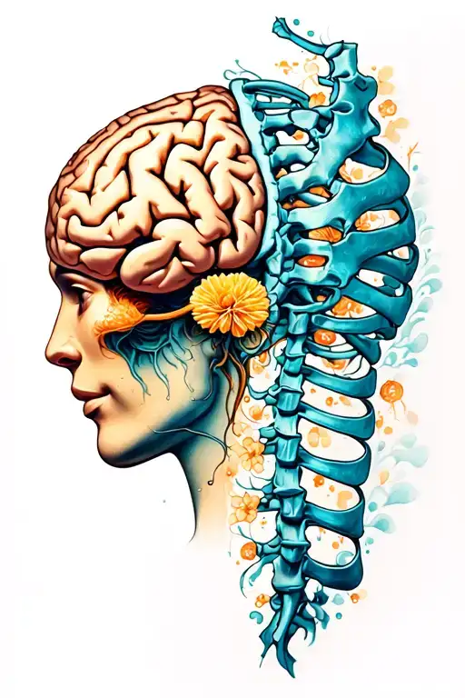 Brain and spinal cord tattoo design idea