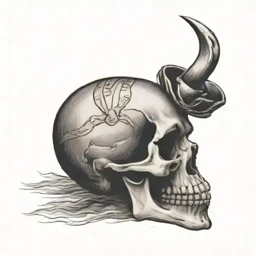 simplistic traditional skull, sailor jerry tattoo design idea