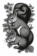 two hands joining for the squirrel and the name Natalie  tattoo design idea