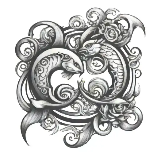 pisces libra zodiac sign intertwined tattoo design idea
