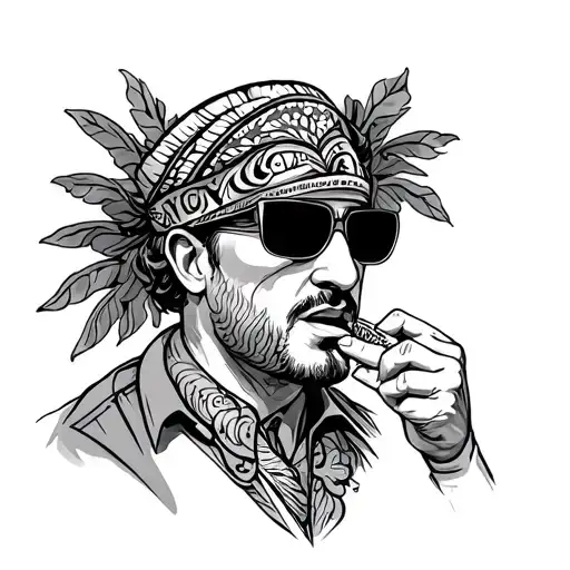 Man playing deaf from the Brazilian street carnival tattoo design idea