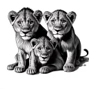 4 male 1 female lion cubs tattoo design idea