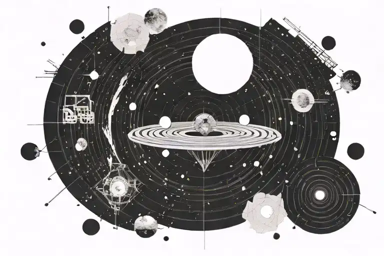 Interstellar blackhole, with the word STAY inside it. Have the event horizon be horizontal and have the morse for STAY tattoo design idea