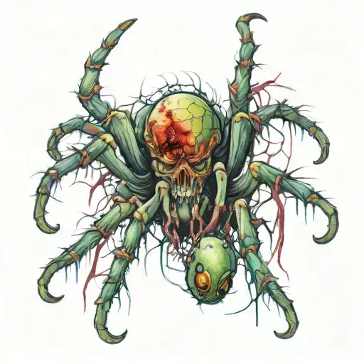 zombie spider tattoo design idea
