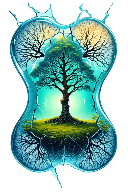 broken ligh bulb with a growing tree inside tattoo design idea