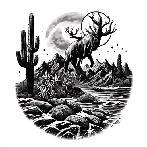 family faith integrity strength honor Taurus Sagittarius Aquarius zodiacs cactus Rocky Mountains ocean tattoo design idea