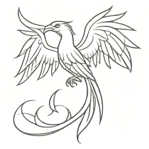 a phoenix tattoo of 2-3 inch with no filling only outline and simple design  tattoo design idea