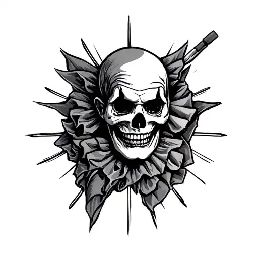 skull hand with chicano clown tattoo design idea