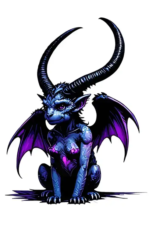 baphomet cute baby gargoyle warrior with her tattoo design idea