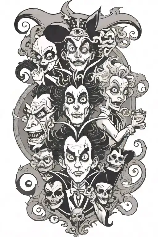 Tim Burton Disney villains tattoo design idea