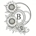Sunflowers and Horseshoes with the Initials "A", "D", "B", "S" tattoo design idea