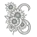Sunflowers and Horseshoes with the Initials "A", "D", "B", "S" tattoo design idea