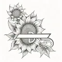 Sunflowers and Horseshoes with the Initials "A", "D", "B", "S" tattoo design idea
