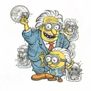 a minion hugging Albert Einstein tattoo design idea