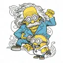a minion hugging Albert Einstein tattoo design idea