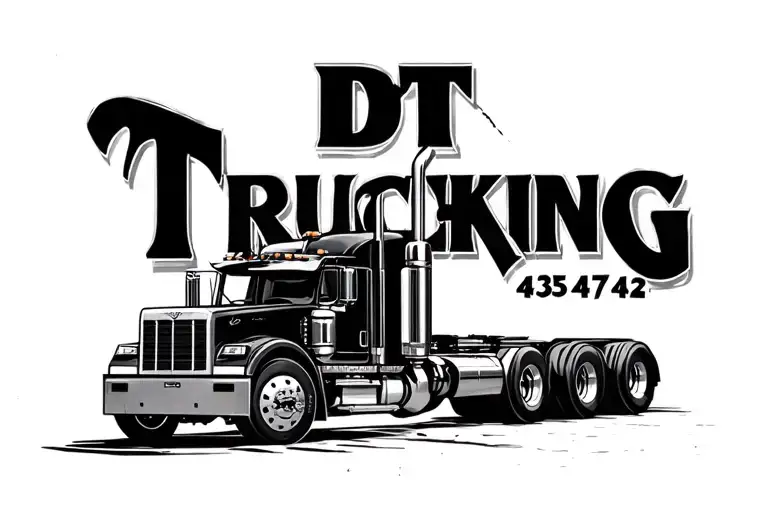 "DT Trucking 435 724 4252" semi truck oilfield tattoo design idea