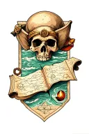 treasure map outline tattoo design idea