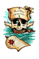 treasure map outline tattoo design idea