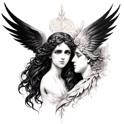 Eros and Psyche tattoo design idea