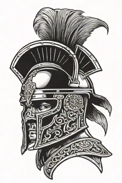 Roman gladiator helmet adorned tattoo design idea