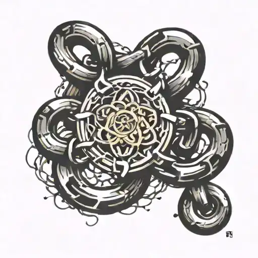 chain breaking free from chains tattoo design idea