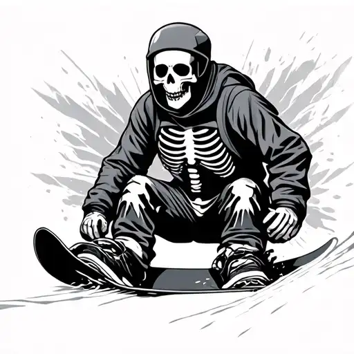 skeleton snowboarding tattoo design idea