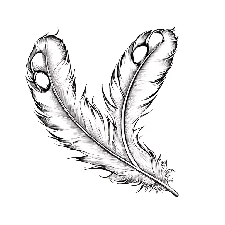 cat paw and feather feather feather tattoo design idea