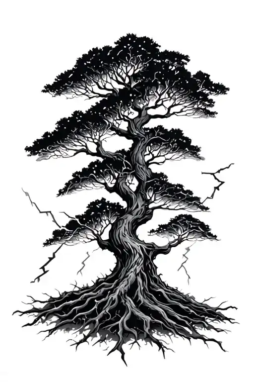 Combination of nature and energy: make a tree, but instead of the usual branches, use lines resembling lightning to conn tattoo design idea