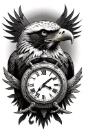 Eagle with sand clock tattoo design idea