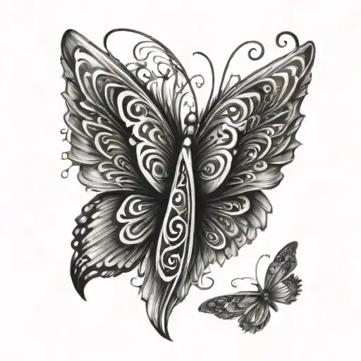 butterfly wings with 444 angel numbers tattoo design idea