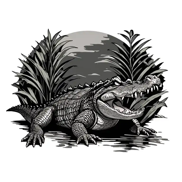 Cajun alligator tattoo design idea