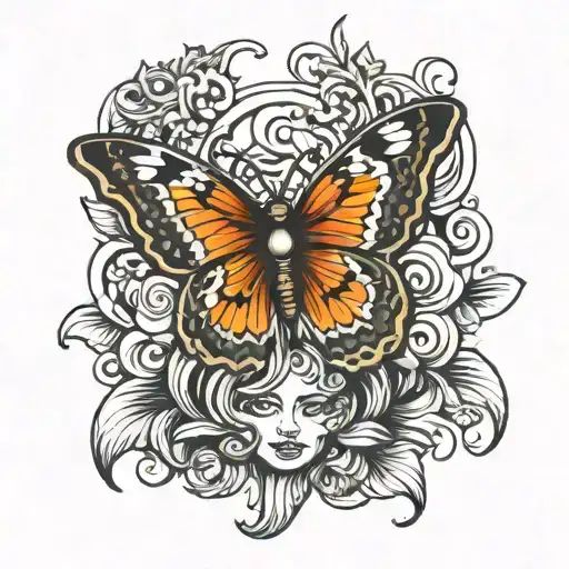 butterfly combined with medusa head tattoo design idea