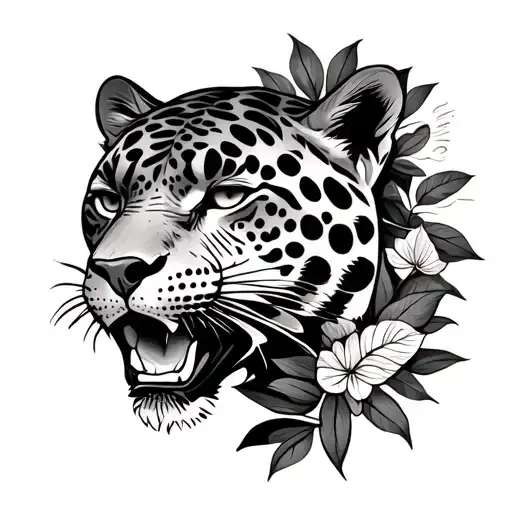Writes Cuyabro in chicano and large with coffee seed and jaguar head tattoo design idea
