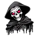 Cute cartoon grim reaper with heart eyes tattoo design idea