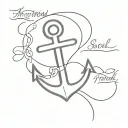 cross and anchor with the verse "he restores my soul" in a minimalist and feminine way  tattoo design idea
