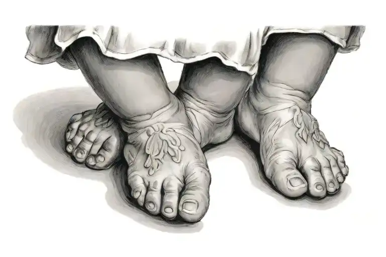 Baby Feet together children posing tattoo design idea