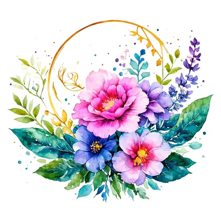 flower and leo zodiac sign tattoo design idea