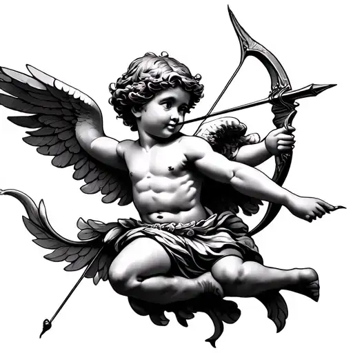 Cupid shooting an arrow tattoo design idea