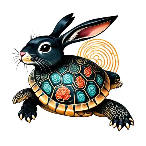Turtle And Rabbit tattoo design idea