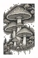 mushroom enchanted forest tattoo design idea