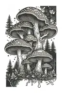 mushroom enchanted forest tattoo design idea