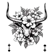 playing cards, longhorn, western, flowers, barb wire tattoo design idea